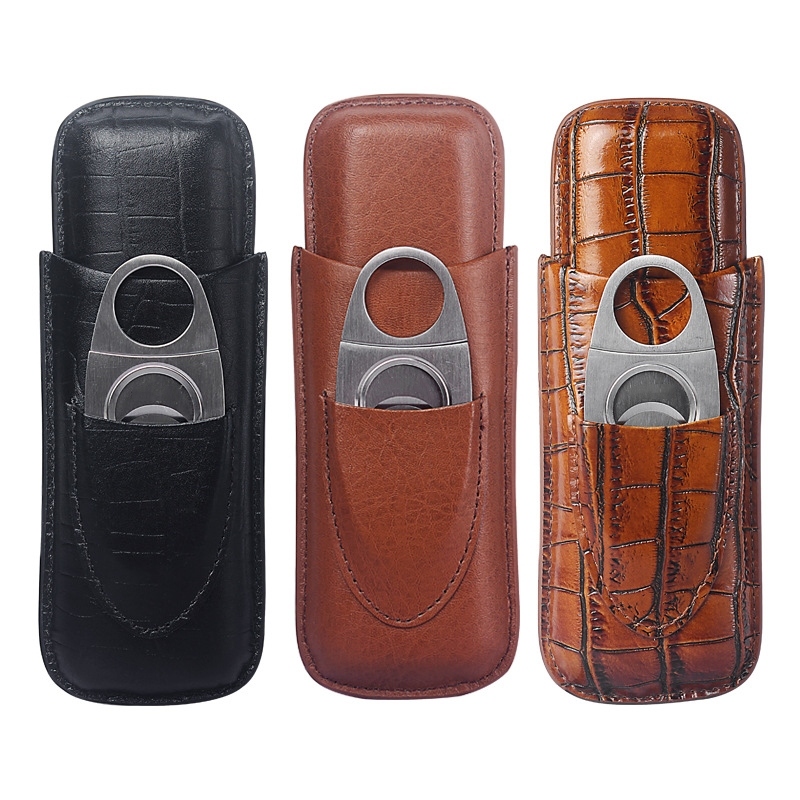 Premium Cigar Case - علبة سيجار جلدية محمولة بفتحة لاثنين
