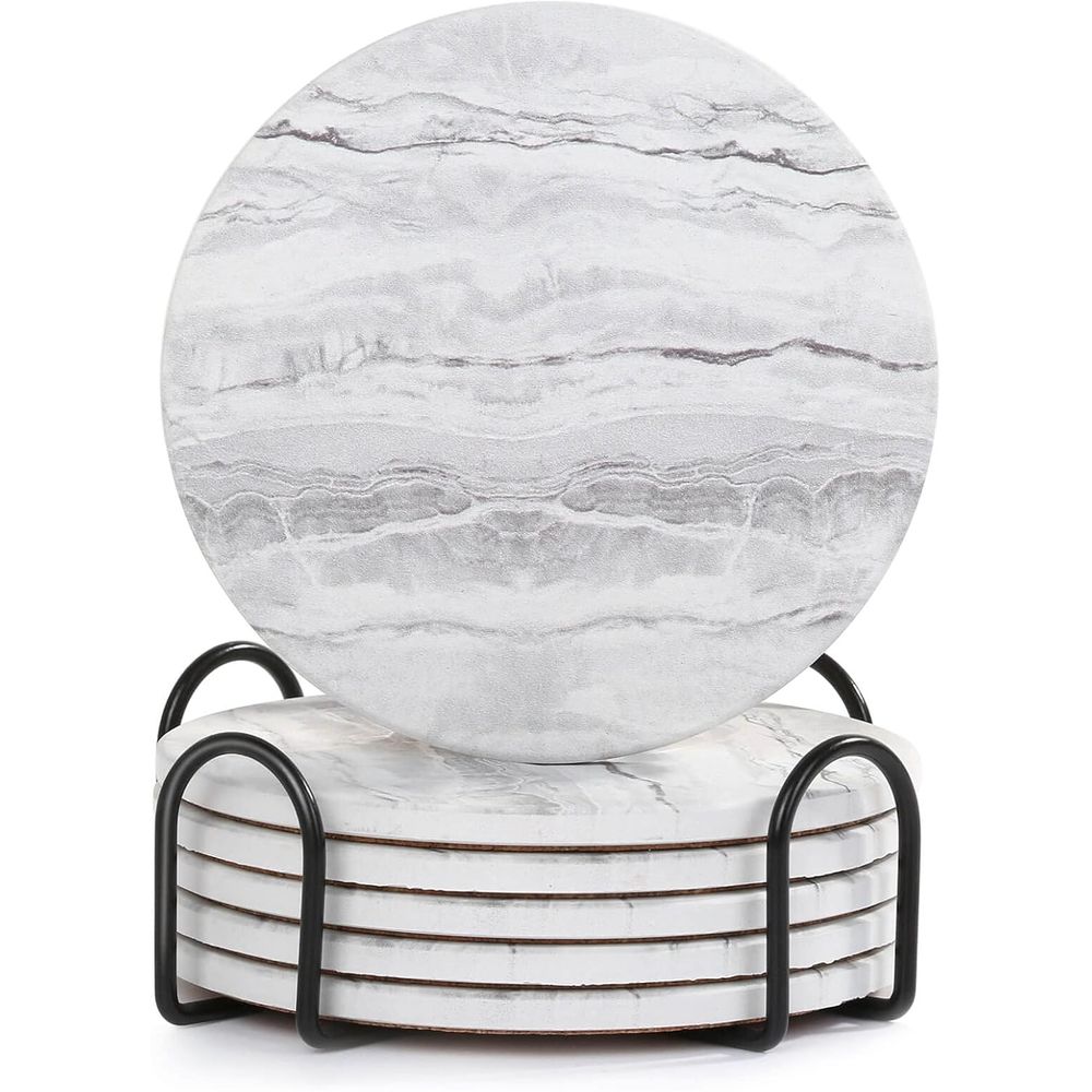 Marble Coaster Set - طقم من 6 قطع من المفارش