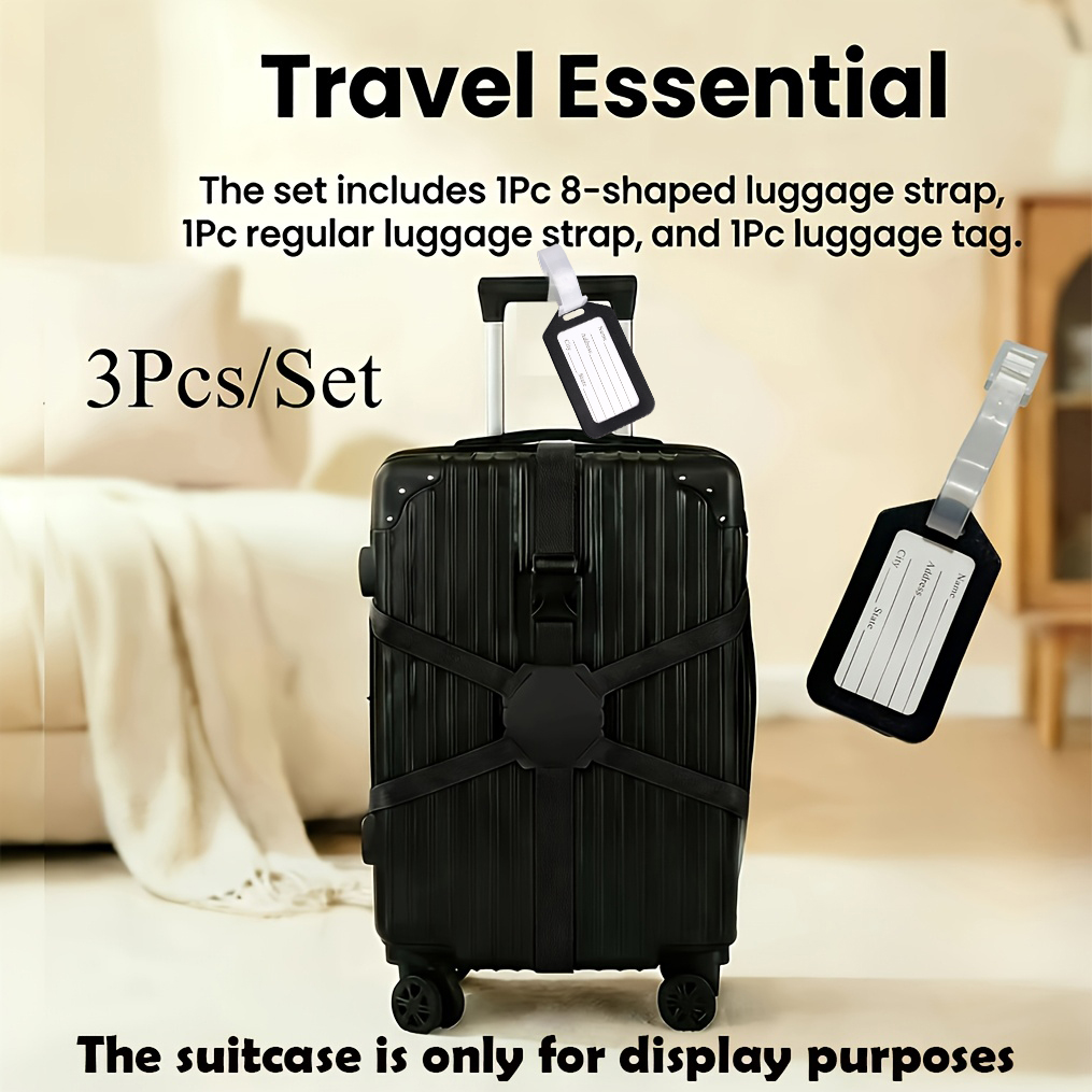 Travel Luggage Set - طقم من 3 قطع (حزامان للأمتعة