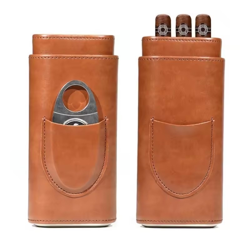 Premium Cigar Case - حافظة سيجار جلدية مكونة من 3