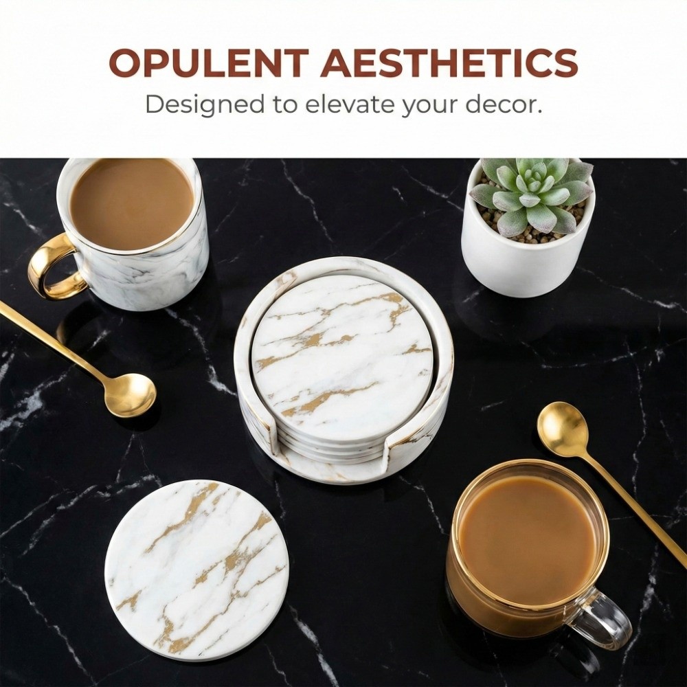 Marble Coaster Set - طقم من 7 قطع من حاملات