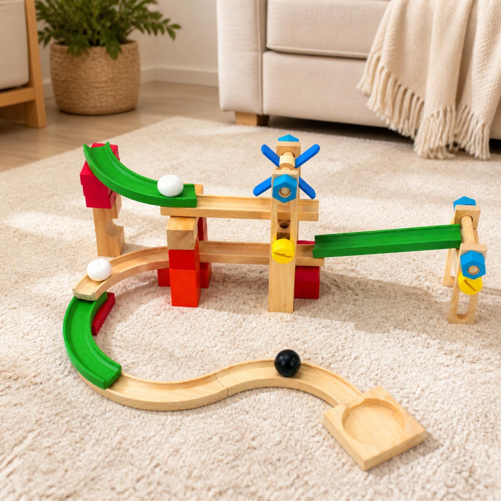 مسار ركوب الكرات الخشبي للأطفا - مراجعة Marble Coaster Set وسعره