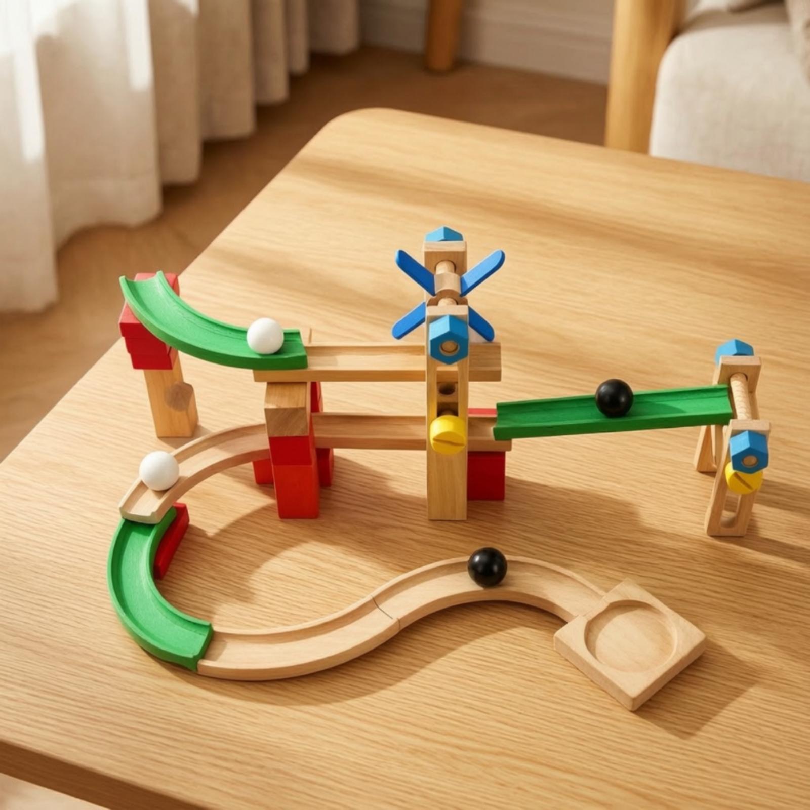مسار ركوب الكرات الخشبي للأطفا - مراجعة Marble Coaster Set وسعره